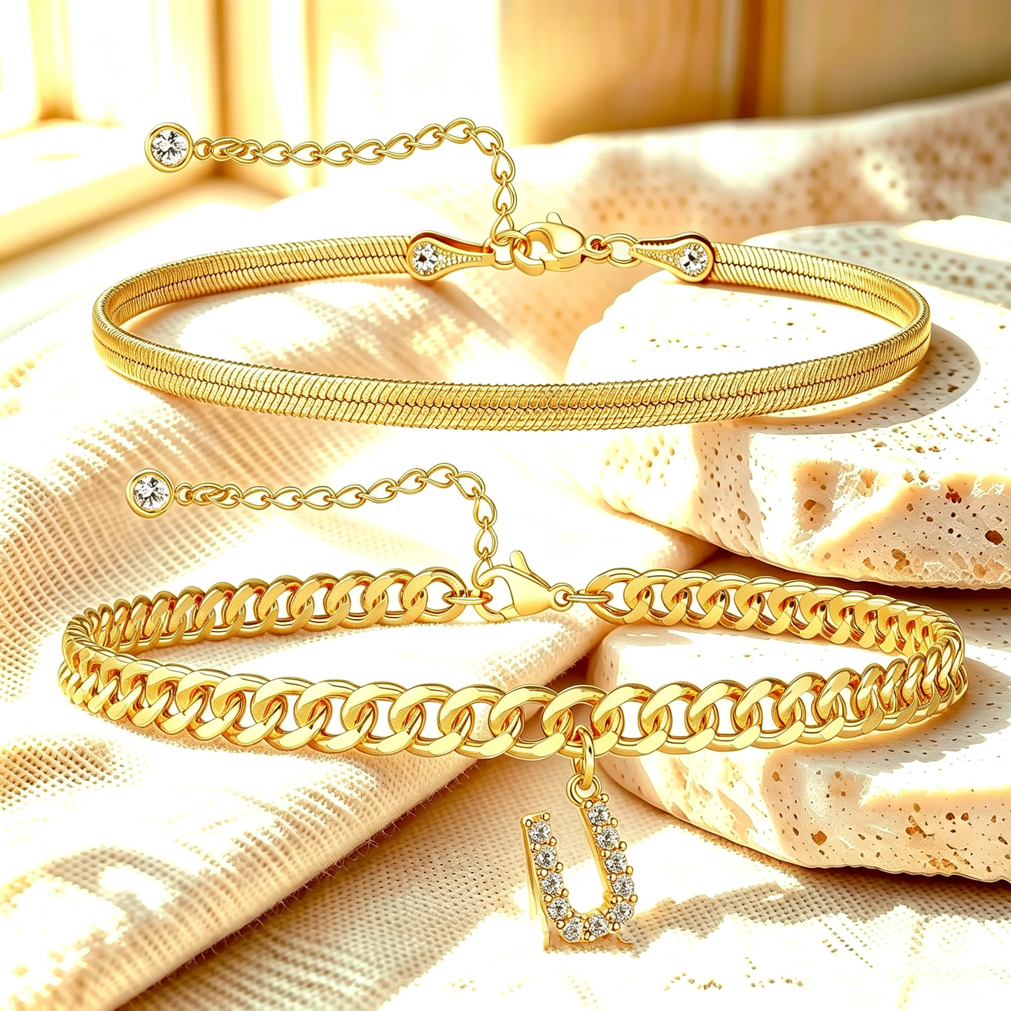 ✨ Gold Initial Anklet – 14K Gold Plated, Waterproof Adjustable Letter Pendant, Stackable Beach  Jewelry