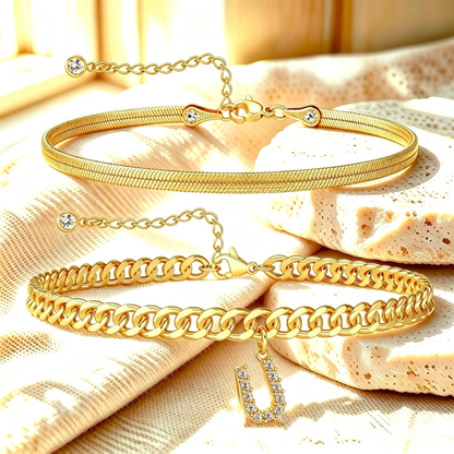 ✨ Gold Initial Anklet – 14K Gold Plated, Waterproof Adjustable Letter Pendant, Stackable Beach  Jewelry