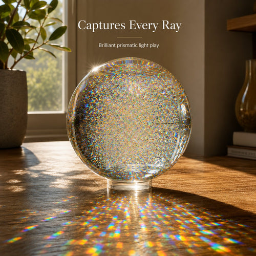 Holographic Refraction Art Sphere, Optical Glass Light Prism for Home Office Decor