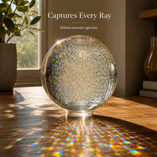 Holographic Refraction Art Sphere – Premium Optical Glass Light Prism Decor for  Home & Office