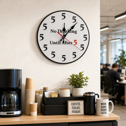 🔥Limited-Time 49% OFF 🔥Funny "No Drinking Until After 5" Round Wall  Clock
