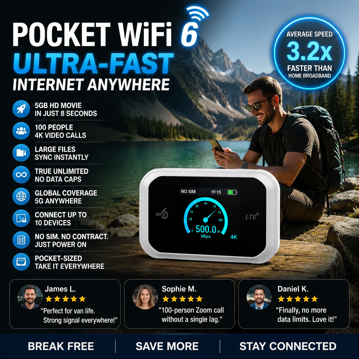 🔥2026 HOT SALE｜50K+ SOLD! 50% OFF! Portable Mobile Hotspot, Full‑Coverage Anywhere. No Contract, No Setup, Stay Connected On‑the‑Go!