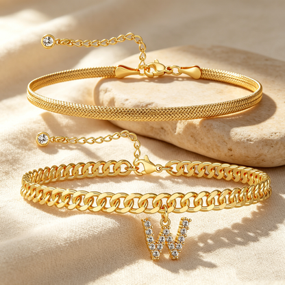 ✨ Gold Initial Anklet – 14K Gold Plated, Waterproof Adjustable Letter Pendant, Stackable Beach  Jewelry