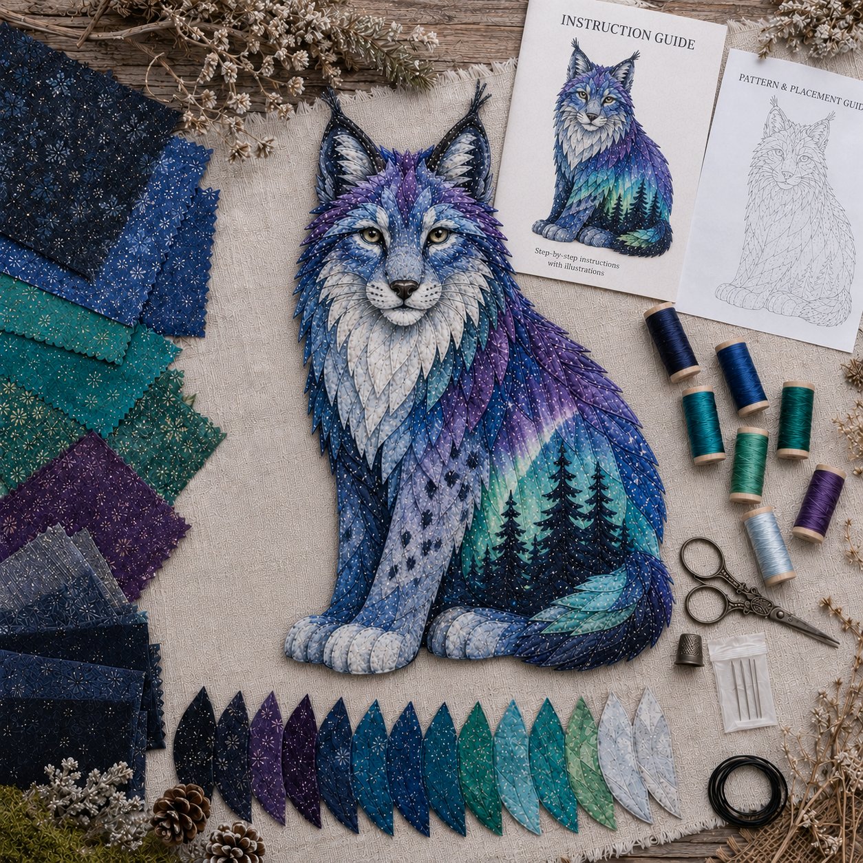 ⏳Last Day 49% OFF 🌌Beginner‑Friendly Northern Lights Wildlife DIY Patchwork Kit💕Complete Set with All Tools & Step‑by‑Step Guide