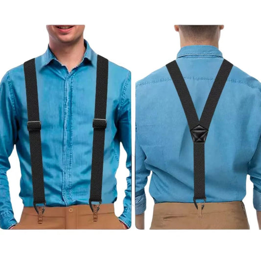 👔Men’s X‑Back Suspenders with Heavy‑Duty Hook Clips, Adjustable Trousers Braces for Men