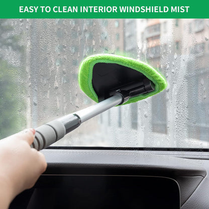 💥 💥 🔥 Windshield Cleaning Tool, Microfiber Car Window Cleaner with 3 Reusable and Washable Microfiber Pads and Extendable Handle