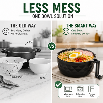 🍜 All-in-One Microwave Noodle Bowl Set | Cook, Drain & Enjoy in Minutes