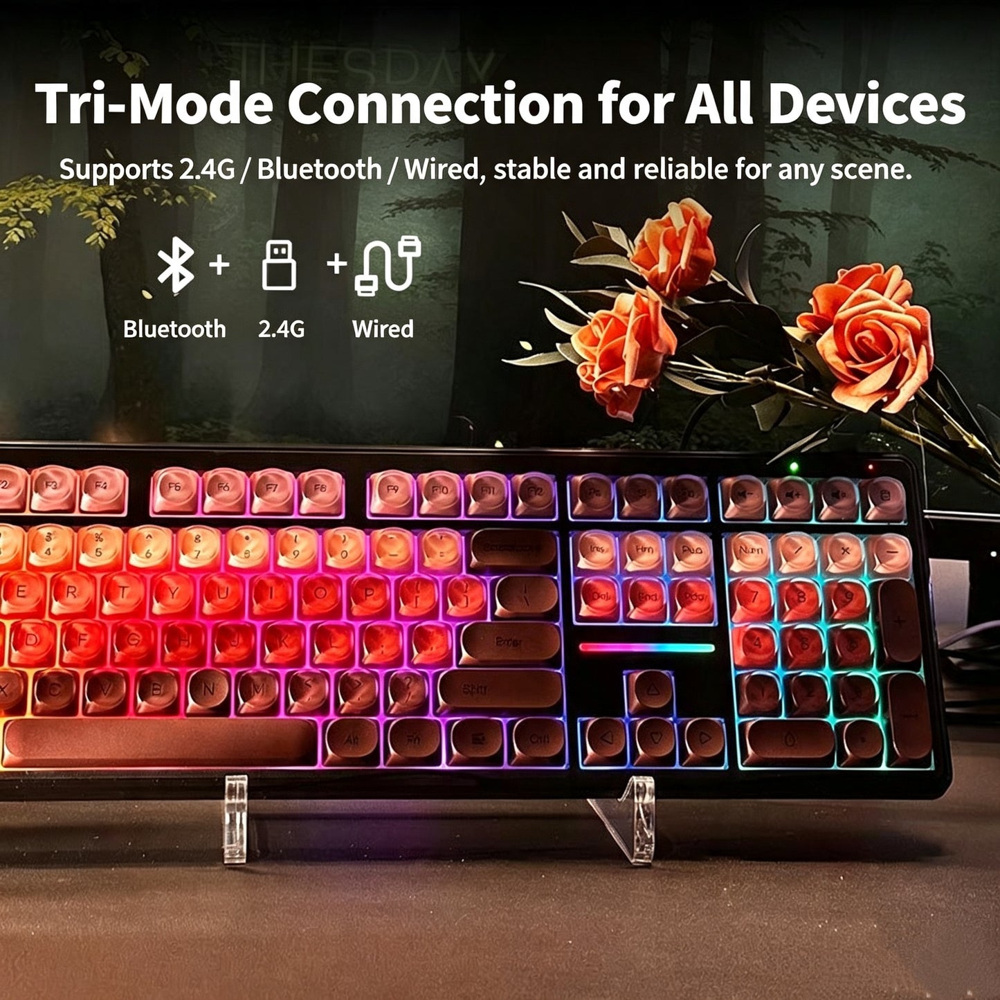 🔥50% OFF！💄 IP108 Lipstick Shape Wireless Mechanical Keyboard, Tri-Mode RGB Desk Keyboard✨