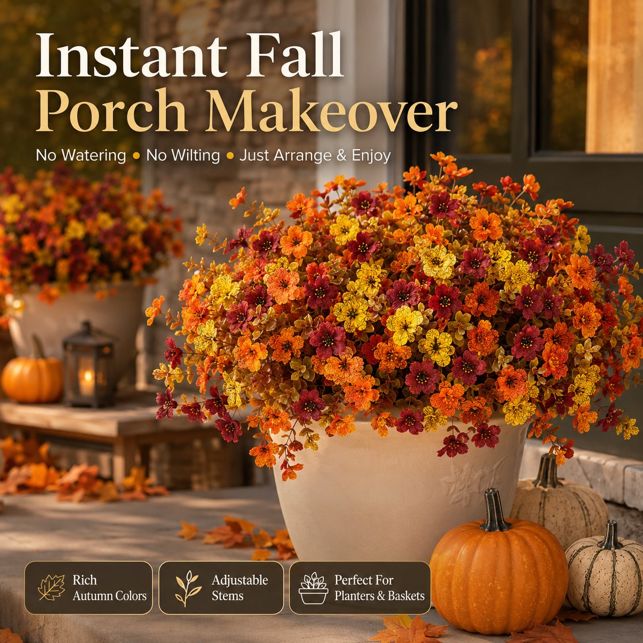 🔥Last Day 50% OFF｜🍂Fall Porch Faux Flower Bundles Autumn Home Decor