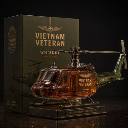 Vietnam Veteran Military Helicopter 1965-1975 Whiskey Bottle