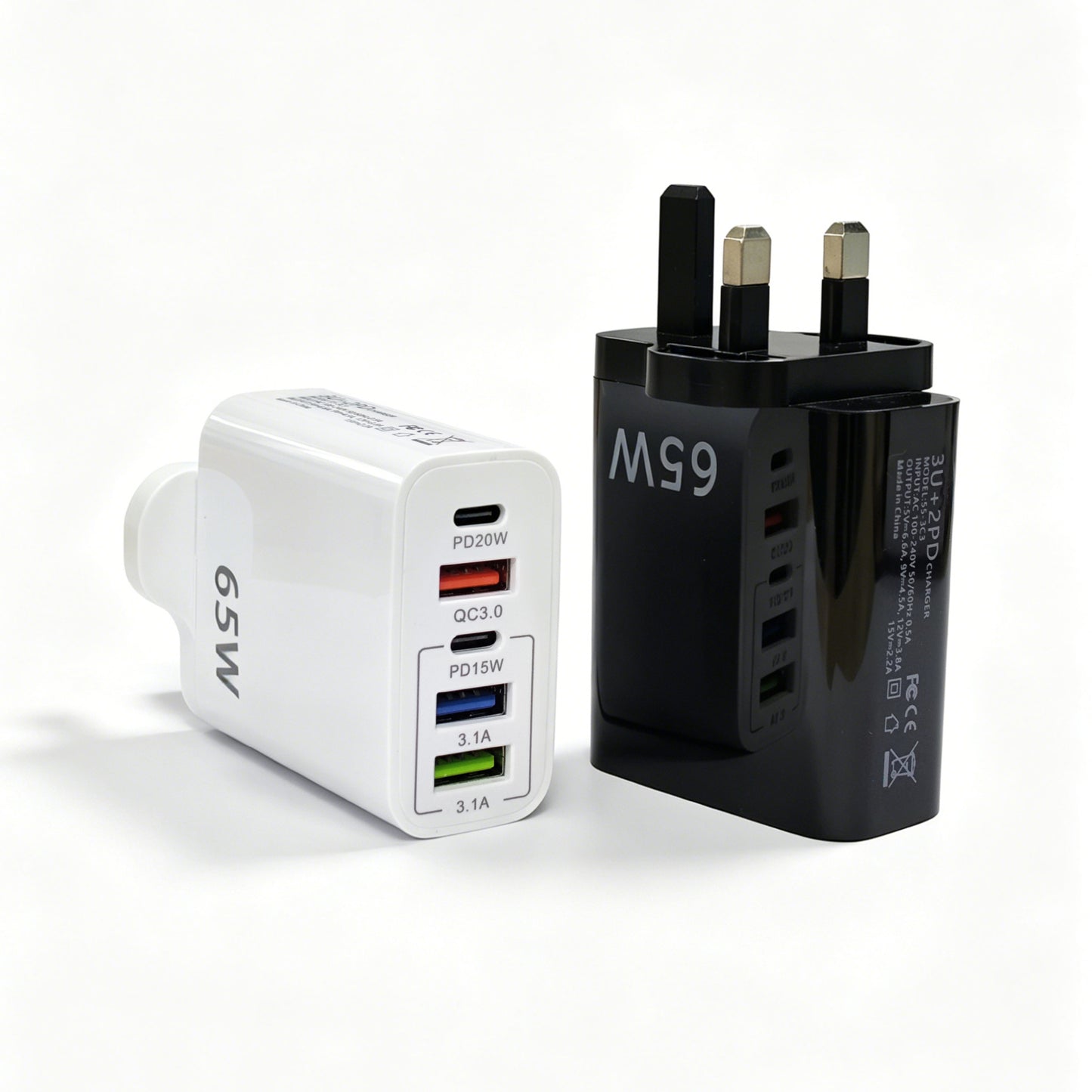 ⚡65W 5-Port Fast Charger｜PD QC Multi USB C Wall Charger