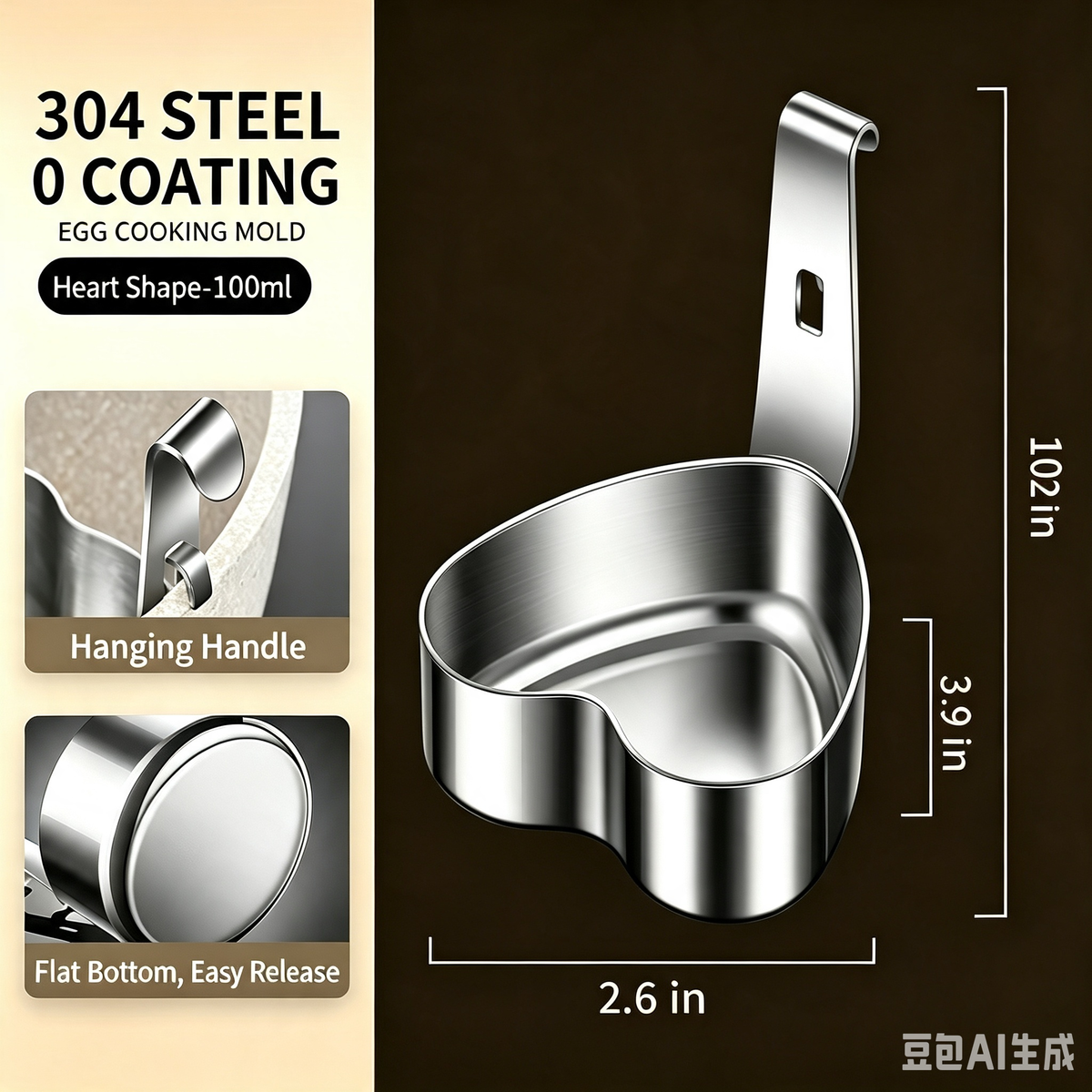 🍳 Stainless Steel Egg Poacher Cup – Hanging Pan Egg Cooker for Perfect Round Eggs