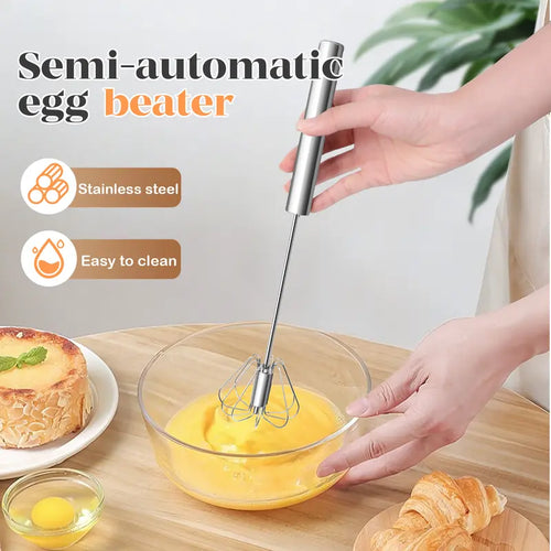 🥄✨ Stainless Steel Hand-Push Rotary Whisk – Effortless Mixing in  Seconds!