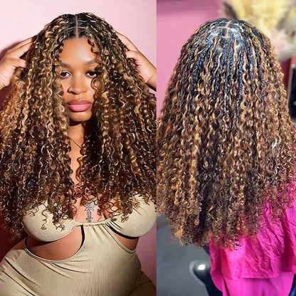 OQ HAIR Highlight 4/27 Burmese Curly Crochet Human Hair With Miracle Knots for Easy Install