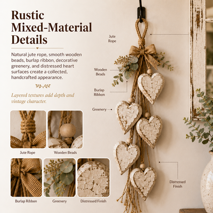 🤎 Hanging Heart Wall Decor | Romantic Heart‑Shaped Wall Hanging Ornament