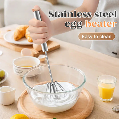 🥄✨ Stainless Steel Hand-Push Rotary Whisk – Effortless Mixing in  Seconds!