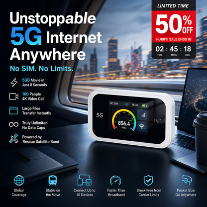 🔥2026 HOT SALE｜50K+ SOLD! 50% OFF! Portable Mobile Hotspot, Full‑Coverage Anywhere. No Contract, No Setup, Stay Connected On‑the‑Go!