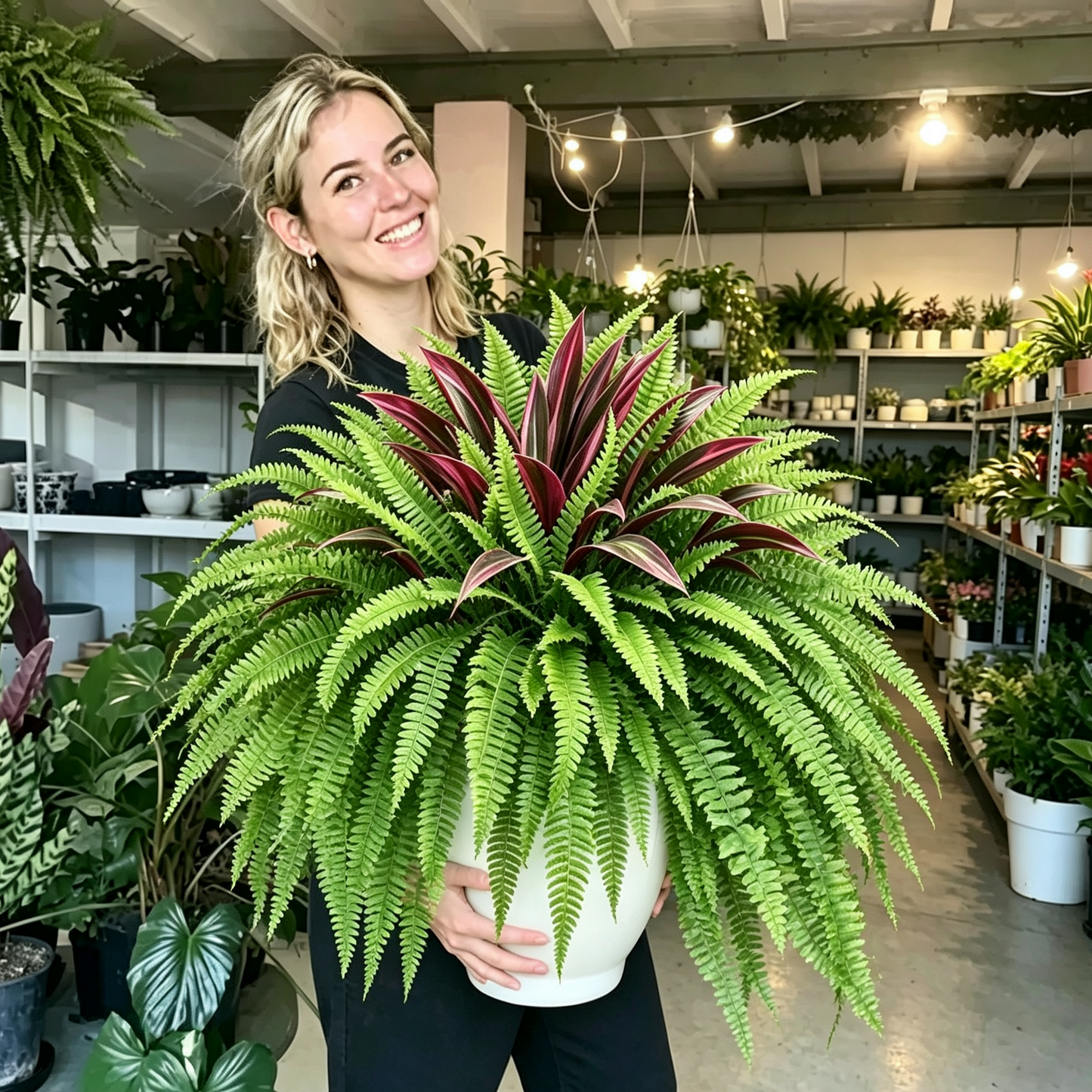💥Summer Special🔥 UV‑Resistant Artificial Fern & Red Dracaena, Lush Full Fade‑Proof Decorative Plants