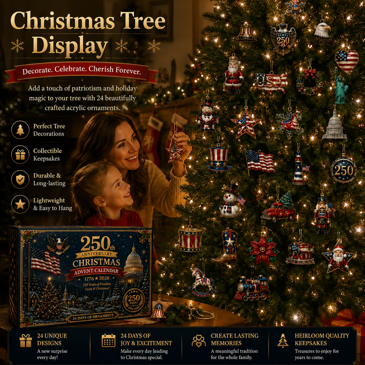 🗽🇺🇸 250th Anniversary Christmas Advent Calendar 🎁BUY 2 ✈ FREE SHIPPING
