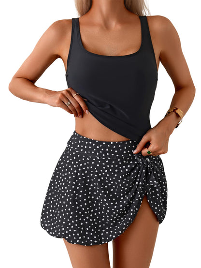 NEW IN ✨Women's Tummy Control Two Piece Swimsuit High Waisted Tank Top with Swim Skirt