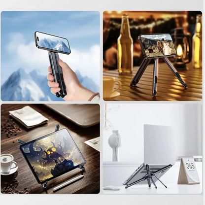 2-in-1 MagSafe Laptop Stand for Desk – Foldable Aluminum Computer Riser with Magnetic Phone Mount – Portable Holder Hub for MacBook, iPhone & iPad ✨🚀