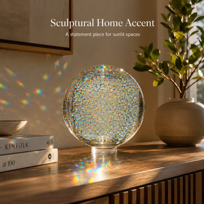 Holographic Refraction Art Sphere, Optical Glass Light Prism for Home Office Decor