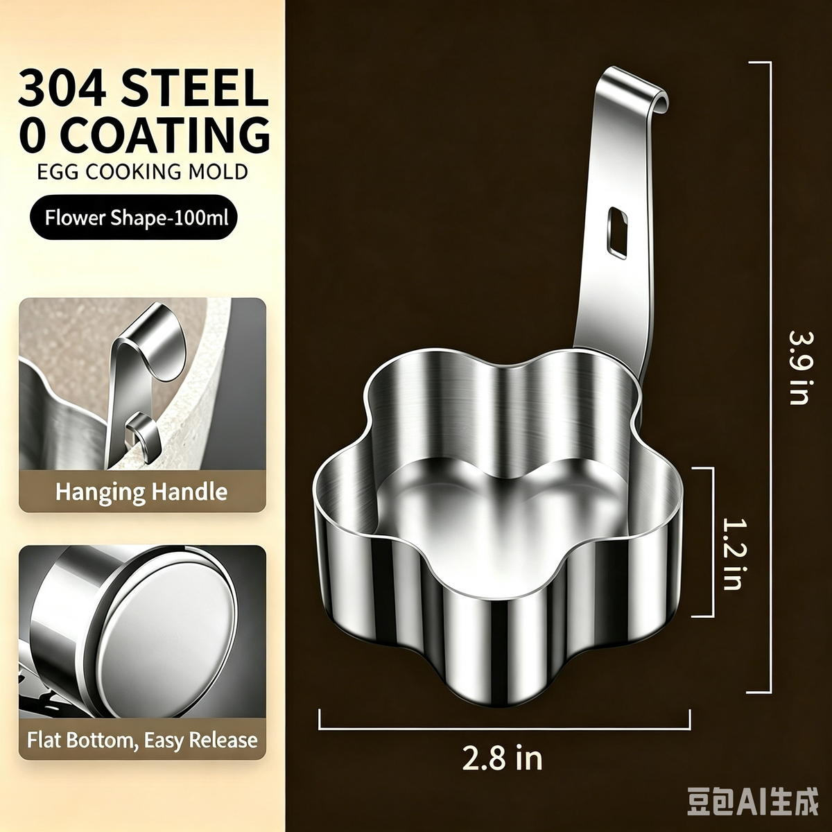 🍳 Stainless Steel Egg Poacher Cup – Hanging Pan Egg Cooker for Perfect Round Eggs