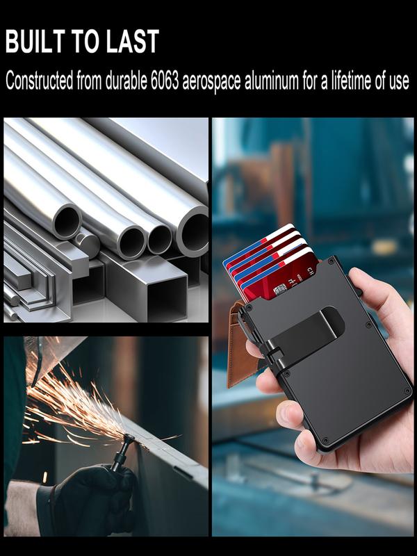 💼🔒Premium Aluminum RFID Blocking Men’s Minimalist Wallet — Pop‑Up Card Holder, Money Clip & ID Window
