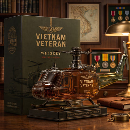 Vietnam Veteran Military Helicopter 1965-1975 Whiskey Bottle