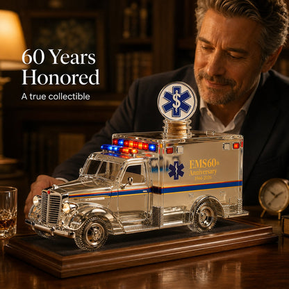 🚑 EMS 60th Anniversary Ambulance Model Decanter Bottle