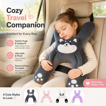 🐷Kids Car Neck Pillow - Soft Plush Pig Design, Car Seat  Attachment