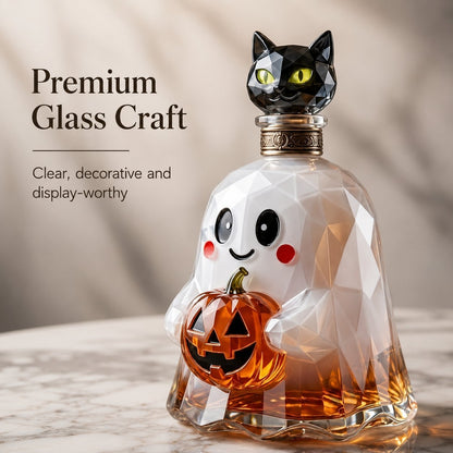 Ghost Pumpkin Halloween Decanter 🎃 Spooky Glass Whiskey  Bottle