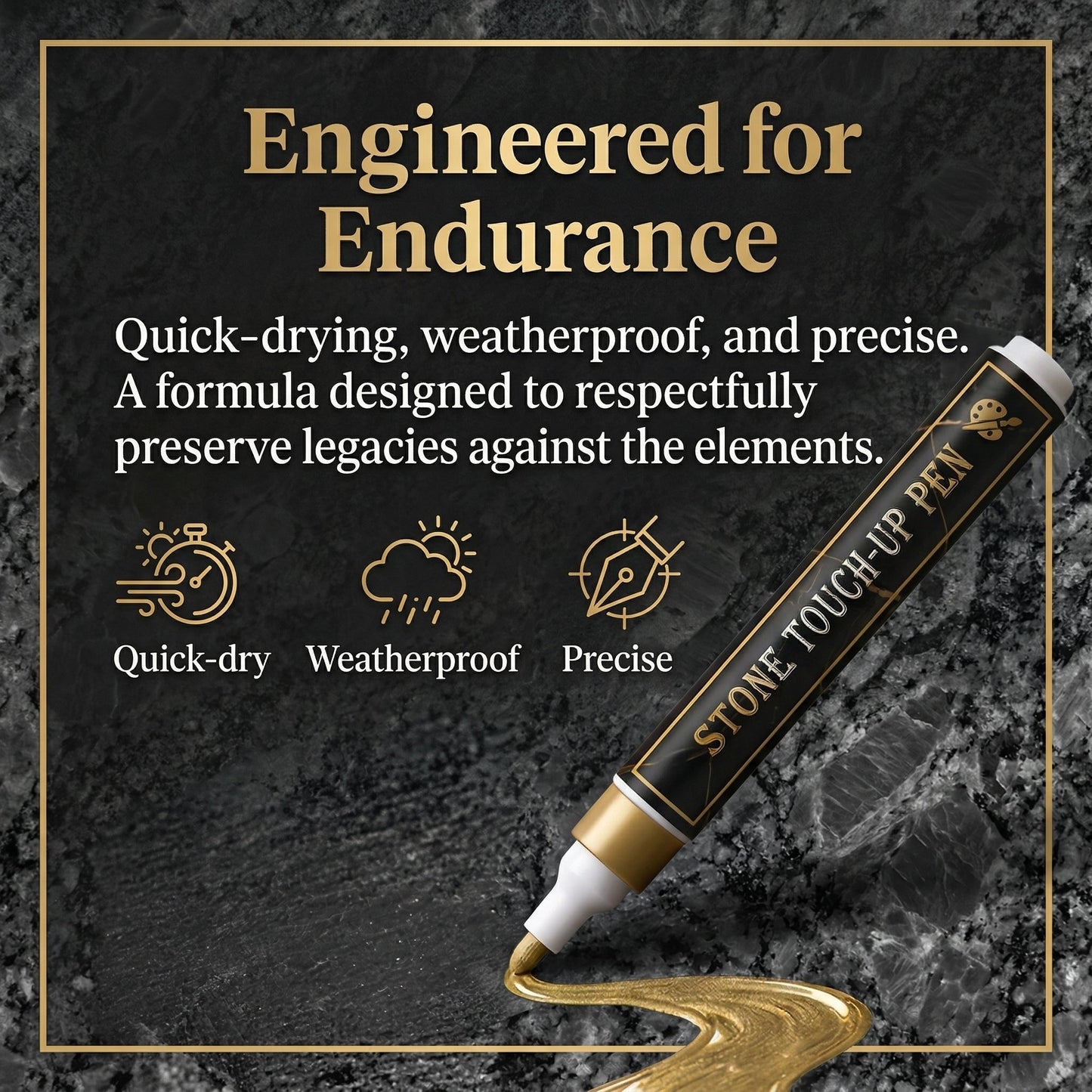 🔥HOT SALE🕊️Golden Tombstone Marker Pen, Waterproof Weather‑Resistant Pen for Restoring Faded Grave Inscriptions