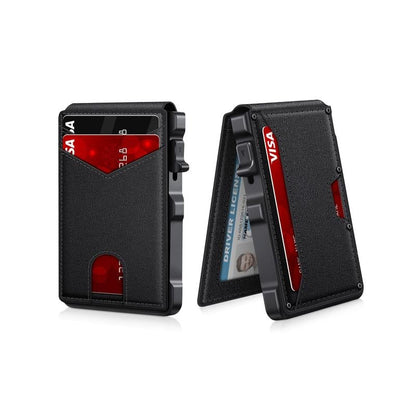 💼🔒Premium Aluminum RFID Blocking Men’s Minimalist Wallet — Pop‑Up Card Holder, Money Clip & ID Window