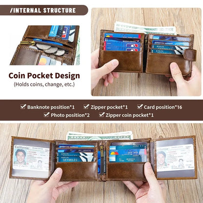 💕Hot Sale 30% Off💖👛Vintage Top‑Grain Genuine Leather Men’s Wallet
