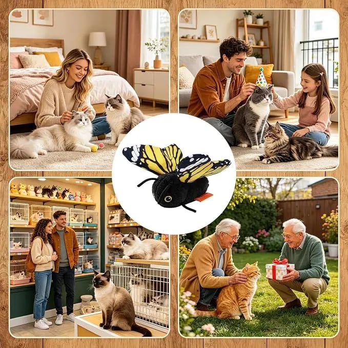 🦋 Fluttering Electric Butterfly Cat Toy | Interactive Moving Playmate for Indoor  Kitties