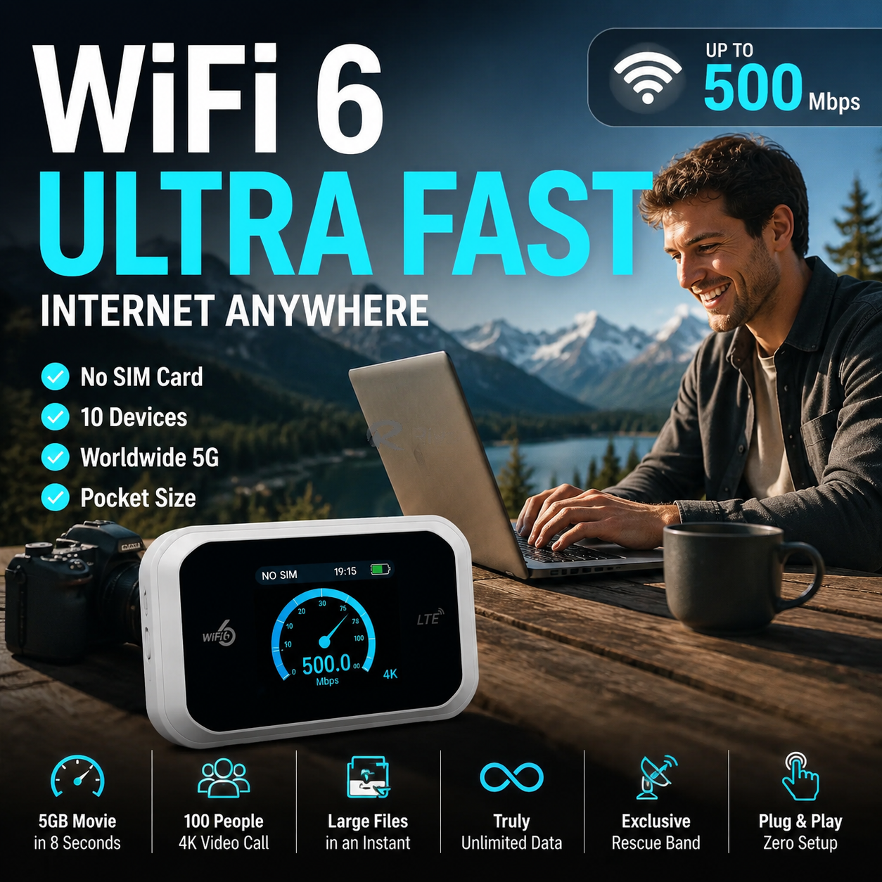🔥2026 HOT SALE｜50K+ SOLD! 50% OFF! Portable Mobile Hotspot, Full‑Coverage Anywhere. No Contract, No Setup, Stay Connected On‑the‑Go!