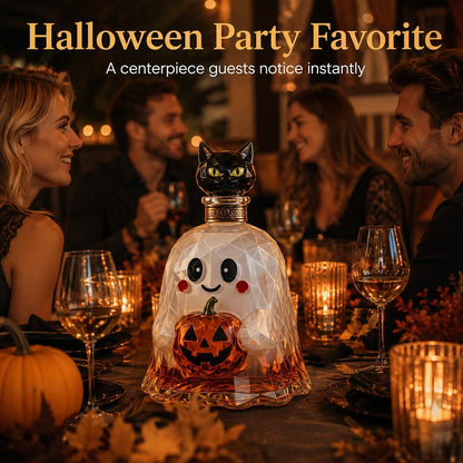 Ghost Pumpkin Halloween Decanter 🎃 Spooky Glass Whiskey  Bottle