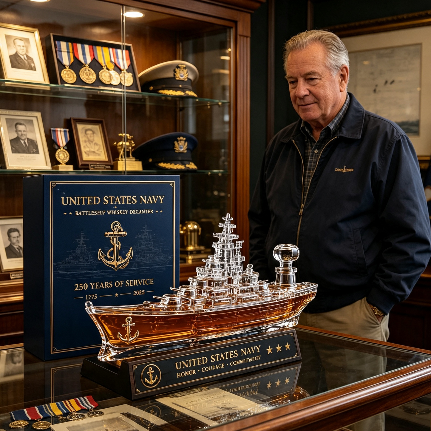 ⚓ Navy Battleship Whiskey Decanter