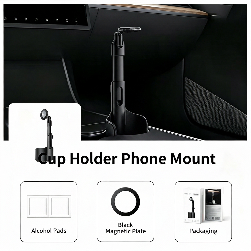 🔥Car Cup Holder Phone Mount – 360° adjustable, strong N52 magnet, one-handed operation, fits all phones, stable magnetic and clamp models for safe driving