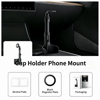 🔥Car Cup Holder Phone Mount – 360° adjustable, strong N52 magnet, one-handed operation, fits all phones, stable magnetic and clamp models for safe driving