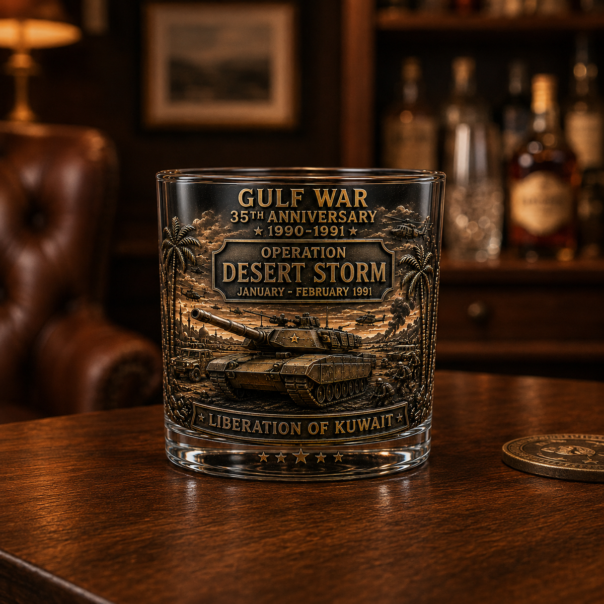 Gulf War 35th Anniversary Commemorative Whiskey Glass