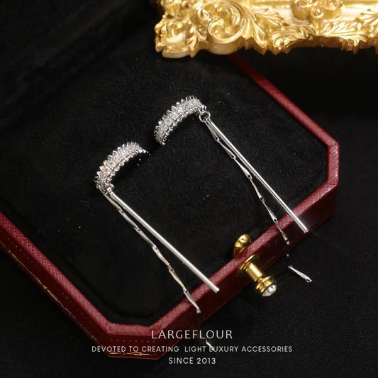 Cube molecular tassel long ear  clip