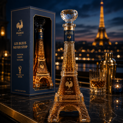 🗼France Football Eiffel Tower Whiskey Decanter | Sports‑Themed Bar Collectible
