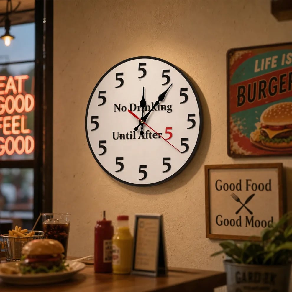 🔥Limited-Time 49% OFF 🔥Funny "No Drinking Until After 5" Round Wall  Clock