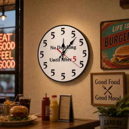 🔥Limited-Time 49% OFF 🔥Funny "No Drinking Until After 5" Round Wall  Clock