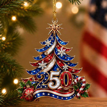 🎄us 250th Anniversary Christmas Ornament, Patriotic Holiday Tree Decoration Keepsake Gift