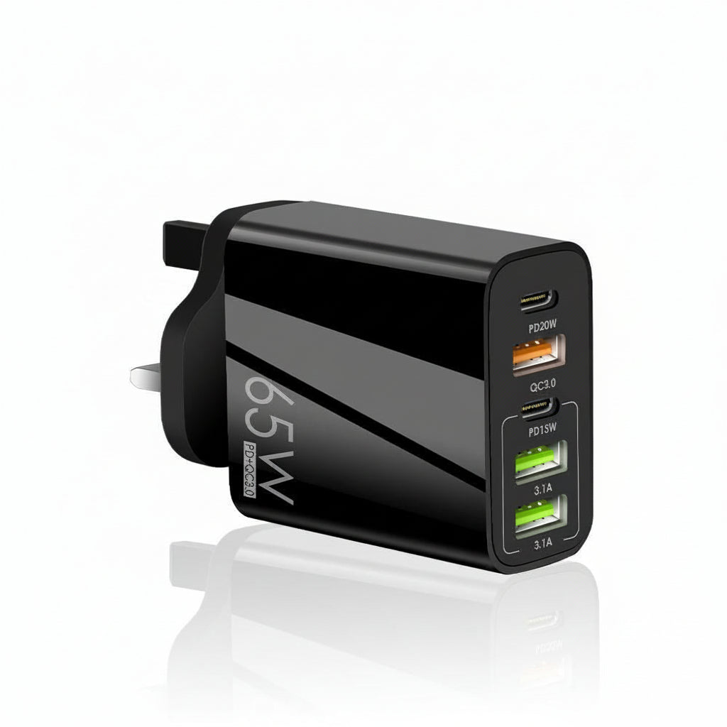 ⚡65W 5-Port Fast Charger｜PD QC Multi USB C Wall Charger