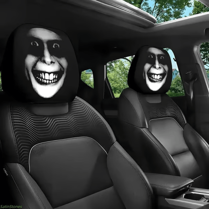 🔥😆 Funny Cartoon Car Headrest Covers – 2PCS Universal Fit  🚗