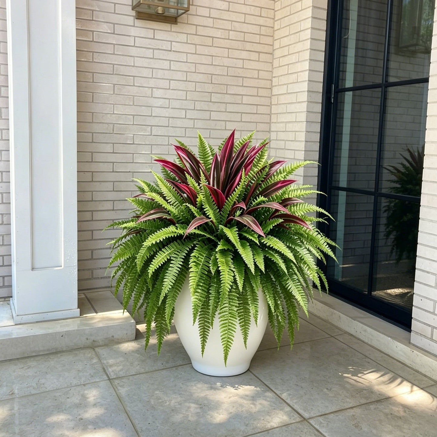 💥Summer Special🔥 UV‑Resistant Artificial Fern & Red Dracaena, Lush Full Fade‑Proof Decorative Plants